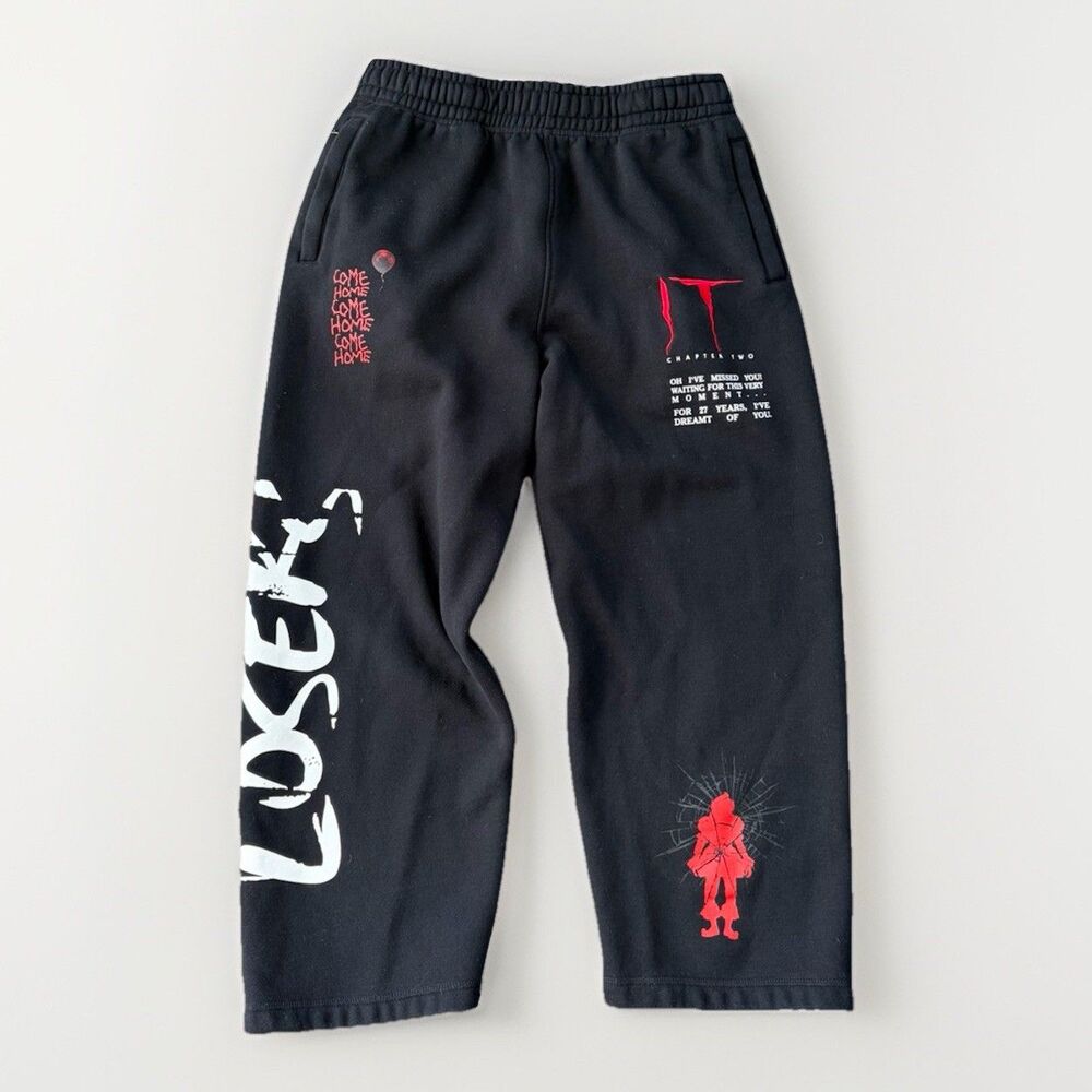 Shoe Palace x IT Movie Pennywise Fleece Sweatpants Black Graphic Loser Men's L